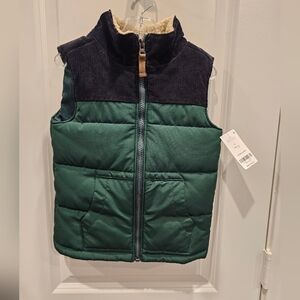 NWT Carter's Kid Boys Size5/5A Green with Black Corduroy Trim Vest